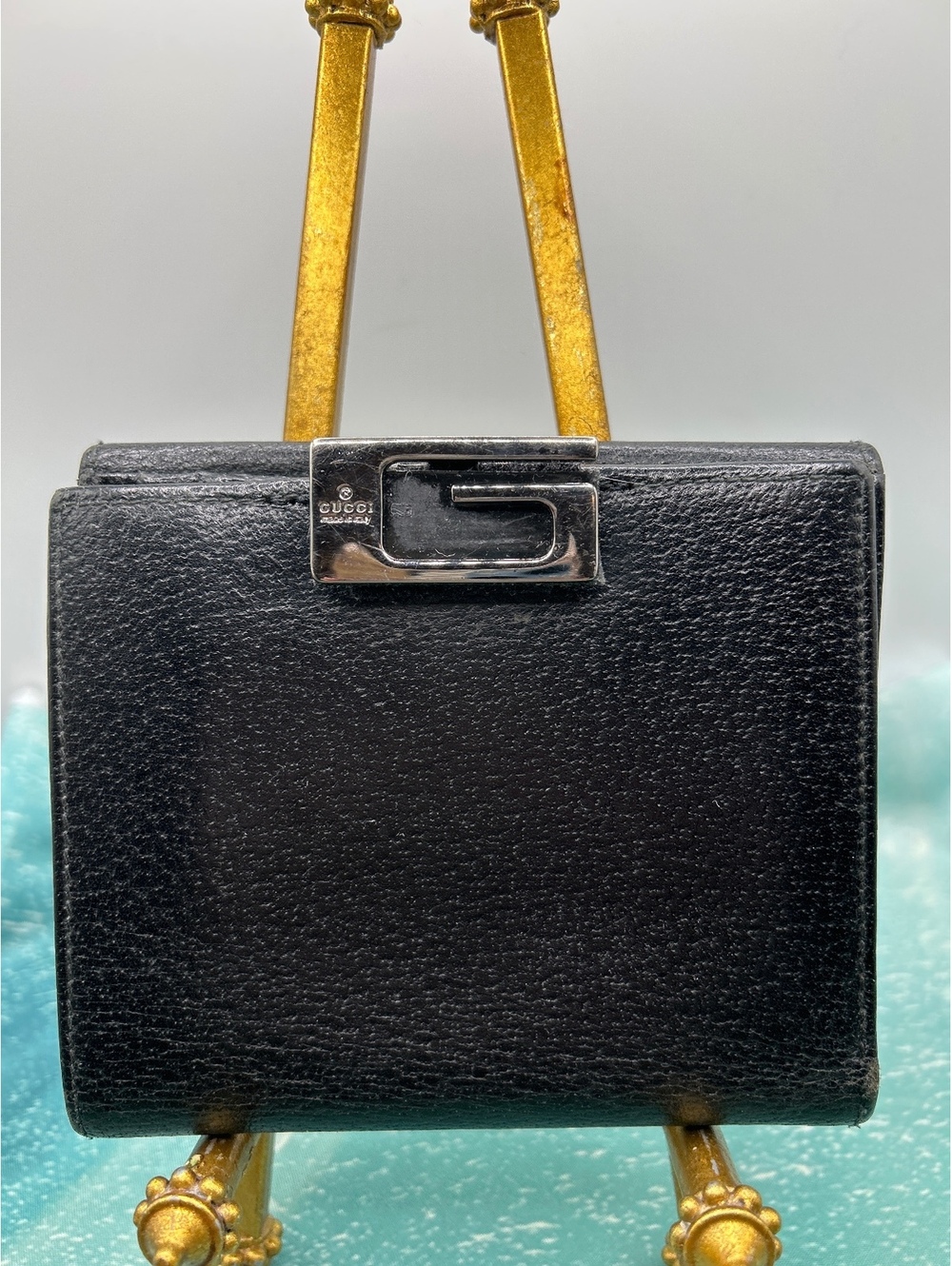 Authentic Vintage Gucci Black Leather G-Clip Bifold Wallet (Tom Ford Era) VGC